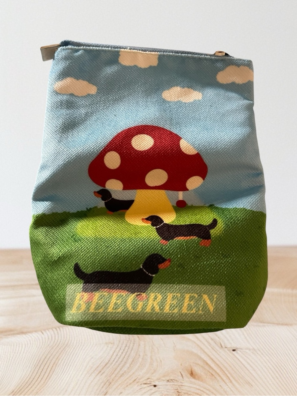Beegreen Mushroom & Dachshund Crossbody Bag - Light Blue & Green, NWOT - Picture 7 of 9